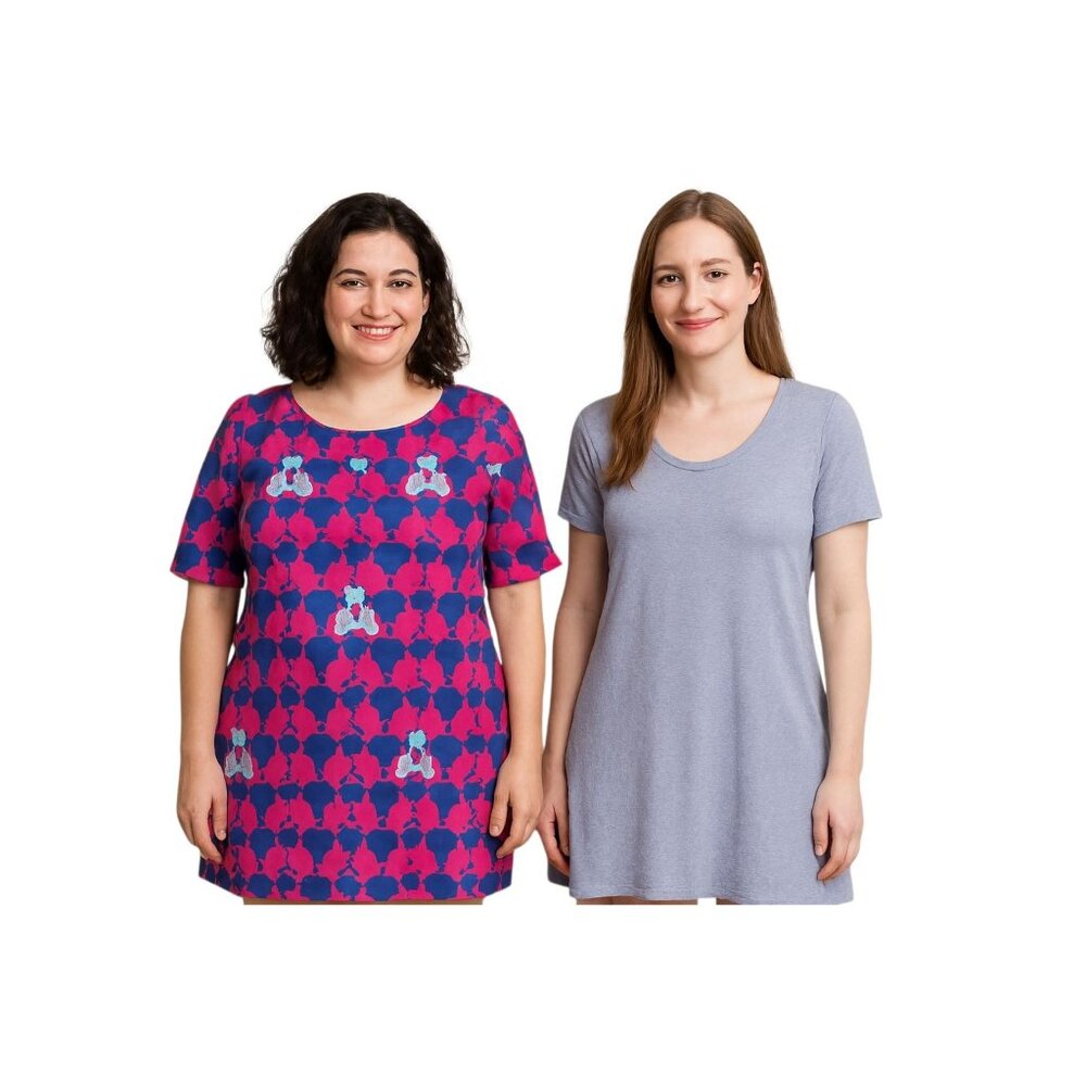 Lularue Dress Short Sleeve T Shirt Minnie Mouse Pink Small Gray WOMEN'S WOMAN'S